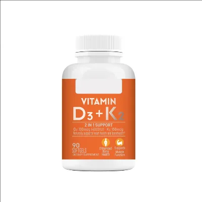 Hot Selling Adult Digestive Health Vitamin D3 K2 Softgel Supplements 0.7g Per Capsule 90 Count for Improved Bone Vitamin Capsule