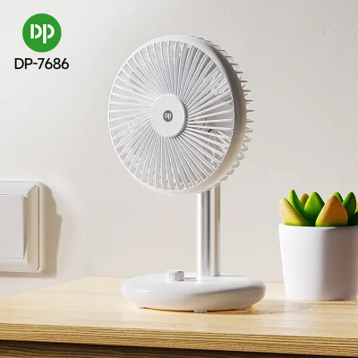 Portable Rechargeable Desk Fan 4 Speeds Rotating Angle Digital Display 4000mAh USB Charging