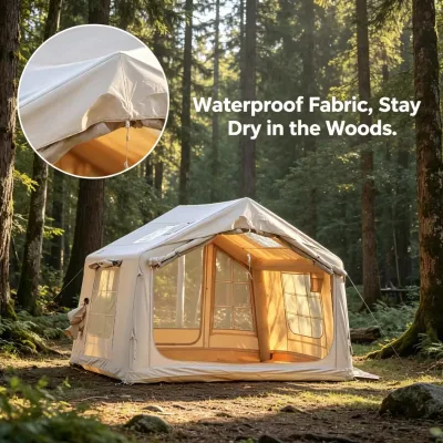Luxury Inflatable Camping Tent 6.3㎡-12㎡ 300D Oxford Waterproof 4-Season Family Cabin Portable Air Pump Quick Setup Glamping Tent