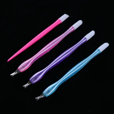 Plastic Cuticle Remover and Cutter with Rubber and Metal Fork Durable Manicure and Pedicure Tool for Fingernails and Toenails