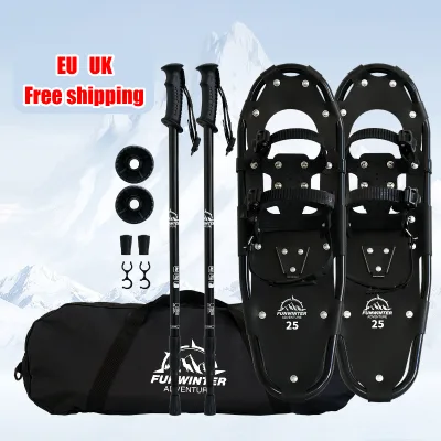 EU UK Free Shipping Dropshipping 19" 21" 25'' 30" Snowshoes Aluminum Snowshoeing Funwinter Winter Snow Snowshoe Ski Set