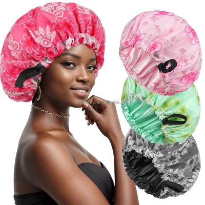 Wholesale Double Layer Women's Adjustable Reversible Satin Bonnet with Grenadine