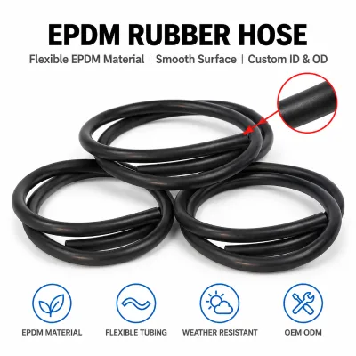 Custom EPDM Rubber Hose Flexible Extruded Rubber Tubing Weather Resistant Tube for Water Air Pump HVAC Automotive Machinery
