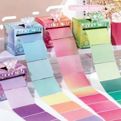 GF Rainbow Gradient Pull Out Frosted Roll Tape Self Adhesive Sticky Notes School Office Sticker Labels for Noting Writing