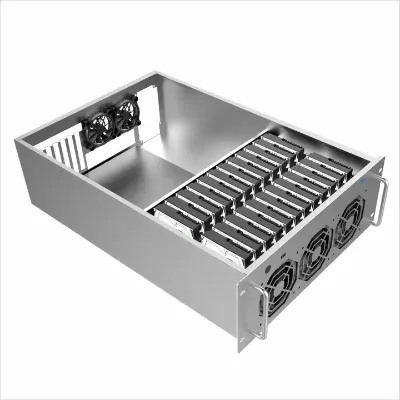 4U Aluminum Server Chassis 24HDD Bays 19 Inch Rack Mount ATX Form Factor With Audio Front Port in Stock Storage Case