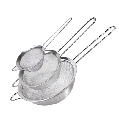 Handheld Stainless Steel Fine Mesh Strainers Kitchen Oil Skimmer Dishwasher Safe