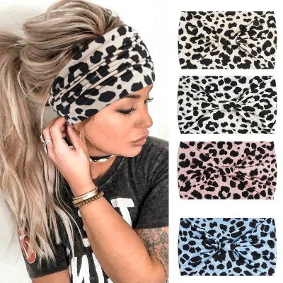 Headbands for Women Girls Vintage Leopard Headband Knotted Headwraps Cross Hair Bands Accessories