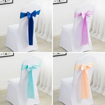 Custom Color Elastic Chair Sashes & Bands with Buckle Slider and Spandex Bows-Wedding Use Eco-Friendly