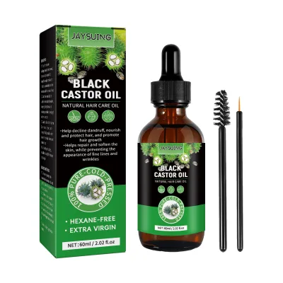 Wholesale Hair Products JAYSUING Hair Eyelashes Eyebrow Growth Thickening Black Castor Oil 60ml With Brush