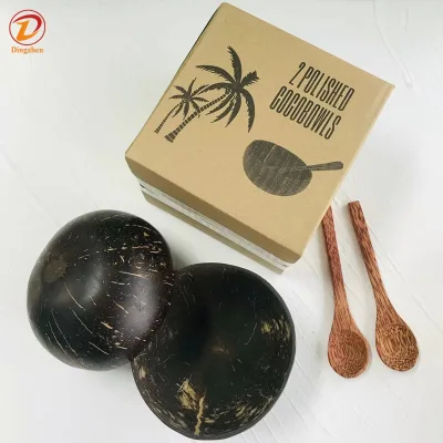 Custom Logo Wholesale Vietnamese 12-15 cm Coconut Bowls 100% Natural Organic Eco-Friendly Vegan Smoothie Coco Bowl and Spoons