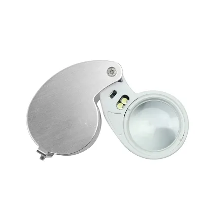 Pocket Mini Metal Jewelry Magnifier With Led Light Handheld Eye Loupe Jewelry Magnifier Glass Custom Logo Jewelry Loupe, 40X