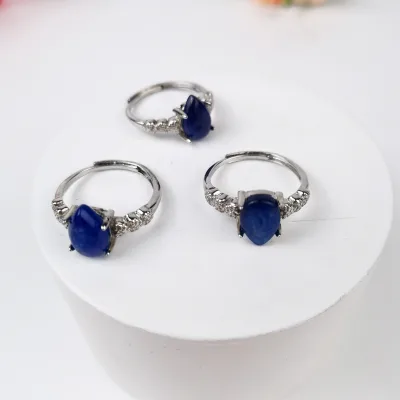Popular New Trend Natural High Quality Crystal Ring Healing Kyanite Rings for Gift