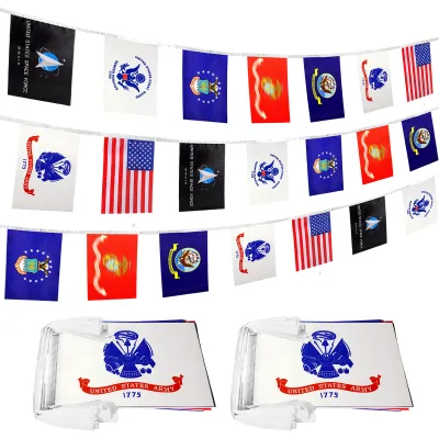 All-Armed Forces Colored Military Flags Veterans Memorial Day Decorations with Strings for Patriotic Events and Ceremonies