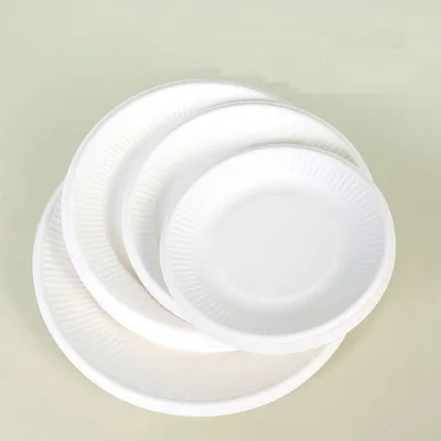 Disposable paper cake plates all biodegradable 8-10 inch eco-friendly sugarcane paper pulp plates 7.8 inch fruit tray cake serving