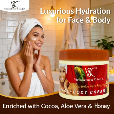 Natural Organic Face & Body Cream 500g with Cocoa Butter Aloe Honey Collagen Anti-Aging Fast Brighten Glowing Skin Moisturizing