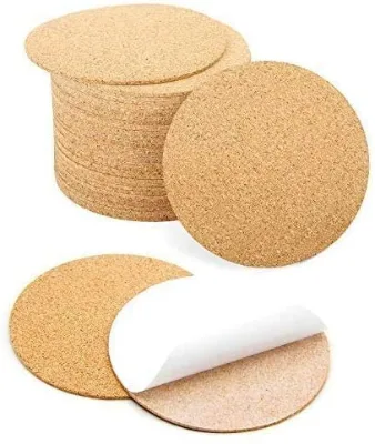 Self-Adhesive Cork Round for DIY Coasters 4"x 4" Cork CircleCork Tiles Cork Sheets with Strong Adhesive-Backed