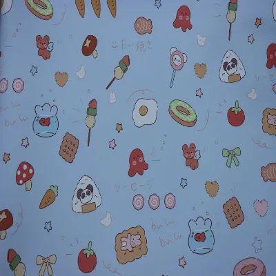 Rabbit Cartoon Digital Printed Faux PVC Synthetic Leather Fabric for Table Cloth Bag Gift Box Craft Shoes