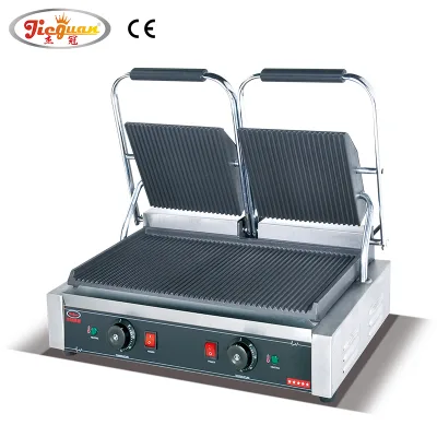 Stainless Steel Electric Double Panini Grill(EG-813 )(CE Certificate)Electric Sandwich Grill for Food Truck - Compact & Portable