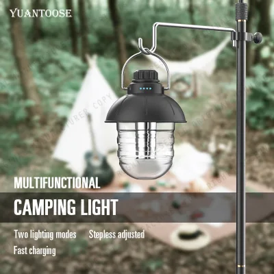 Outdoor Camping LED Tent Light Retro Mini Stepless Dimming 2600mAh Rechargeable Camping Light