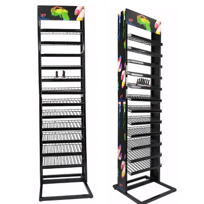 Custom Wholesale 1-Tier Chromed Metal Nail Polish Display Assembled Module Subrack Floor Stand Removable Frame Holds 864 Bottles