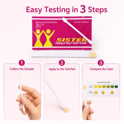Vaginal pH Test Kit for Women Feminine Intimate Balance Self Test Strips with Swab and Easy Read Color Chart