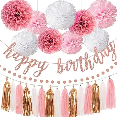 Factory Design Birthday Baby Shower Party Decoration Metallic DIY Foil Tassel Banner for Christmas