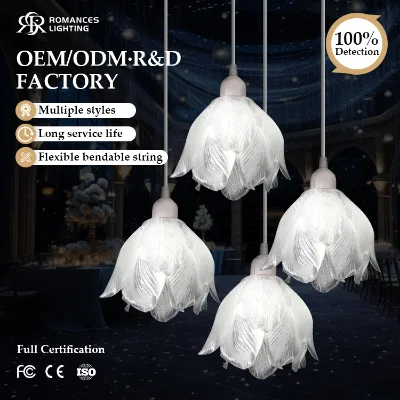 Wedding Party Decoration Light Ceiling Hanging Acrylic Flower Shape LED Hanging Pendant Light for Wedding Event Decoration