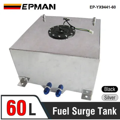 EPMAN 60L Universal Aluminum Fuel Surge Tank Kit With Foam & Sensor, Racing Drift Surge Tank, AN10 Fittings EP-YX9441-60