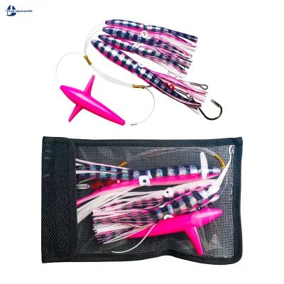 Saltwater Trolling Lure Daisy Chain with Bird Teaser & Squid Skirts for Tuna Marlin Fishing