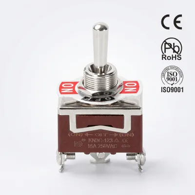 Manufacturer 12V DC 30A/250V AC 15A Heavy Duty SPDT (ON)-OFF-(ON) 3Pin Marine Brass Toggle Switch for Cars Trucks CE ROHS