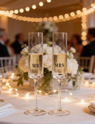 Hot-selling Classy Customized Wedding Party Champagne Flutes Crystal Glasses Lead Free Quality Sparkling Wine Stemware Glasses