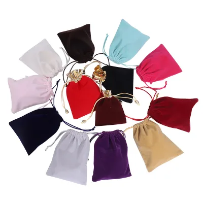 High-Grade 7*9cm Red Velvet Drawstring Flap Pocket Pants Custom Logo Recyclable for Jewelry Watches Necklaces Glasses Stamping
