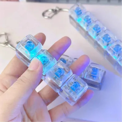 New 4-key Luminous Linear Switch Stress Relief Keychain Mechanical Keyboard Switch Reliever with Luminous Transparent Keycaps