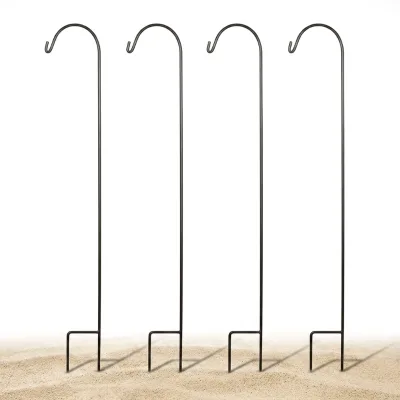 Outdoor Garden Shepherd Hooks Handmade Forged Iron Flower Pot Support Hanging Bracket Decorative Christmas Holiday Display