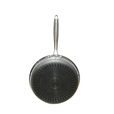 Manufacture Cheap 22cm Big Size Stir Frying Pan Stainless Steel 304 Non Stick Composite Bottom Frying Pan With Lid