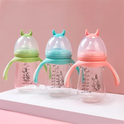 Wide-Neck Anti-Colic Glass Baby Bottle 8oz High Transparency High Borosilicate Glass Baby Bottle