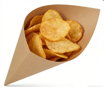 Biodegradable Disposable Paper Cone with Logo for Dessert & Fast Food