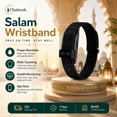 Wholesale Smart Tasbeeh Band with Heart Rate Monitor IP67 Waterproof OLED App Control for Muslim Daily Zikr