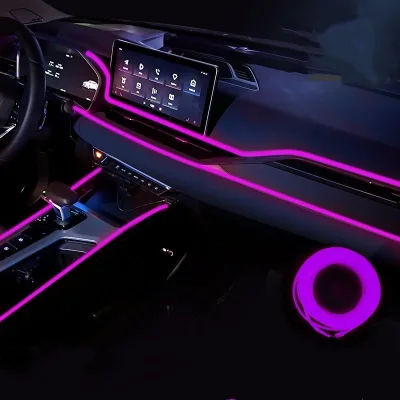Car Cold Light Line 1m 3m 5m Flexible Neon Light Strip Auto Interior Decorative Light