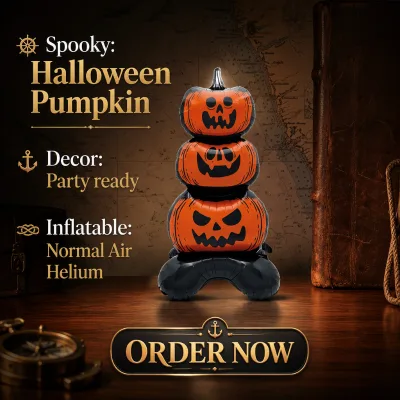 New 4D Halloween Spooky Atmosphere 3D Balloon Column Pumpkin Pile Big Standing Base Aluminum Foil Balloon Wholesale