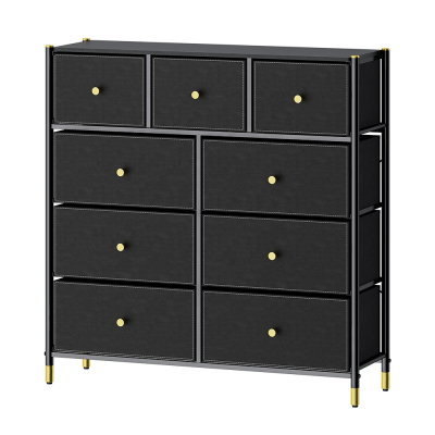 Modern Design Dressers Storage Cabinet 9 Drawer Dresser Bedroom Furniture Black Chest Tower