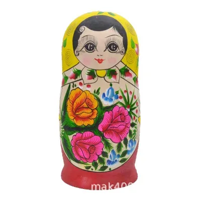 Wooden Handicraft Souvenirs Russia Matryoshka Dolls 7 Layers Hand Painting Scarf Girls Nesting Dolls Gifts