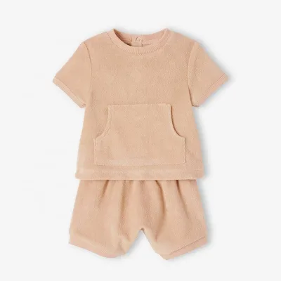 Baby Sports Spring and Autumn Long Sleeve Pocket Top and Short Bottom Set Suit