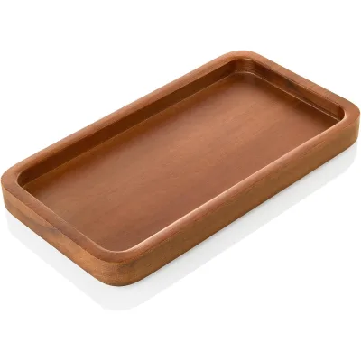 Acacia Wood Dish Soap Dispenser Tray for Kitchen - Decorative Tray for Kitchen Dresser Tops Perfume Jewelry