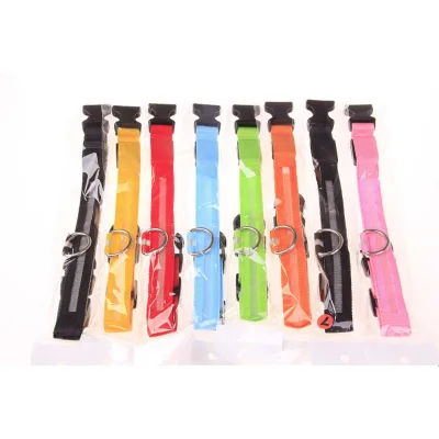 Luxury LED Lights Dog Pets Collars Adjustable Nylon webbing Glow in Night Pet Dog Cat Puppy Safe Luminous Flashing Necklace
