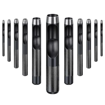 11Pcs Round Hole Leather Punch Set for Watch Band,Gasket Belt, Fabric, Canvas Clothes, Eyelet(1-10Mm) Hollow