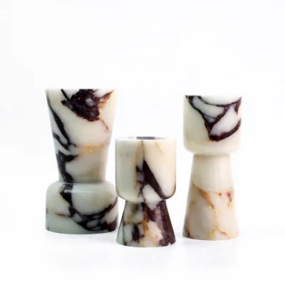 Calacatta Viola Marble Real Luxurious Natural Purple Stone Wholesale Hotel Home Decoration Natural Stone Marble  Candle Holder