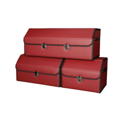 Garage Storage Printable Logo Flexible Square Leather Cloth Car Trunk Storage Box Fixer Travel Bag Organizer