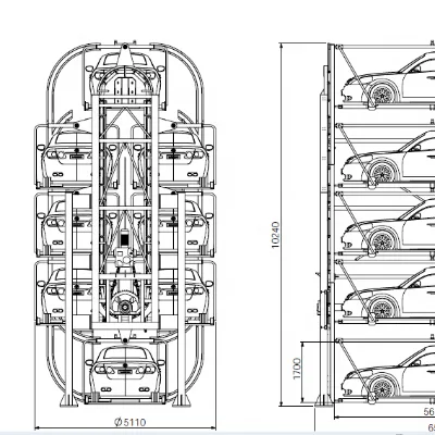 Automated Carousel Tower Parking System for 16 Sedan