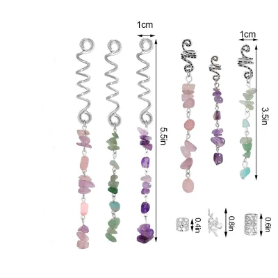Hair Clips for Women Exaggerated Braid Hair Chain Ethnic Style Tassel Hairpins Tool for Women Natural Stone Pendant Hair Ring